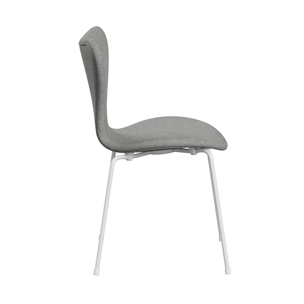 [product_category]-Fritz Hansen 3107 Chair Full Upholstery, White/Divina Melange Light Grey-Fritz Hansen-3107FU-DIM120-DRWH-FRI-3