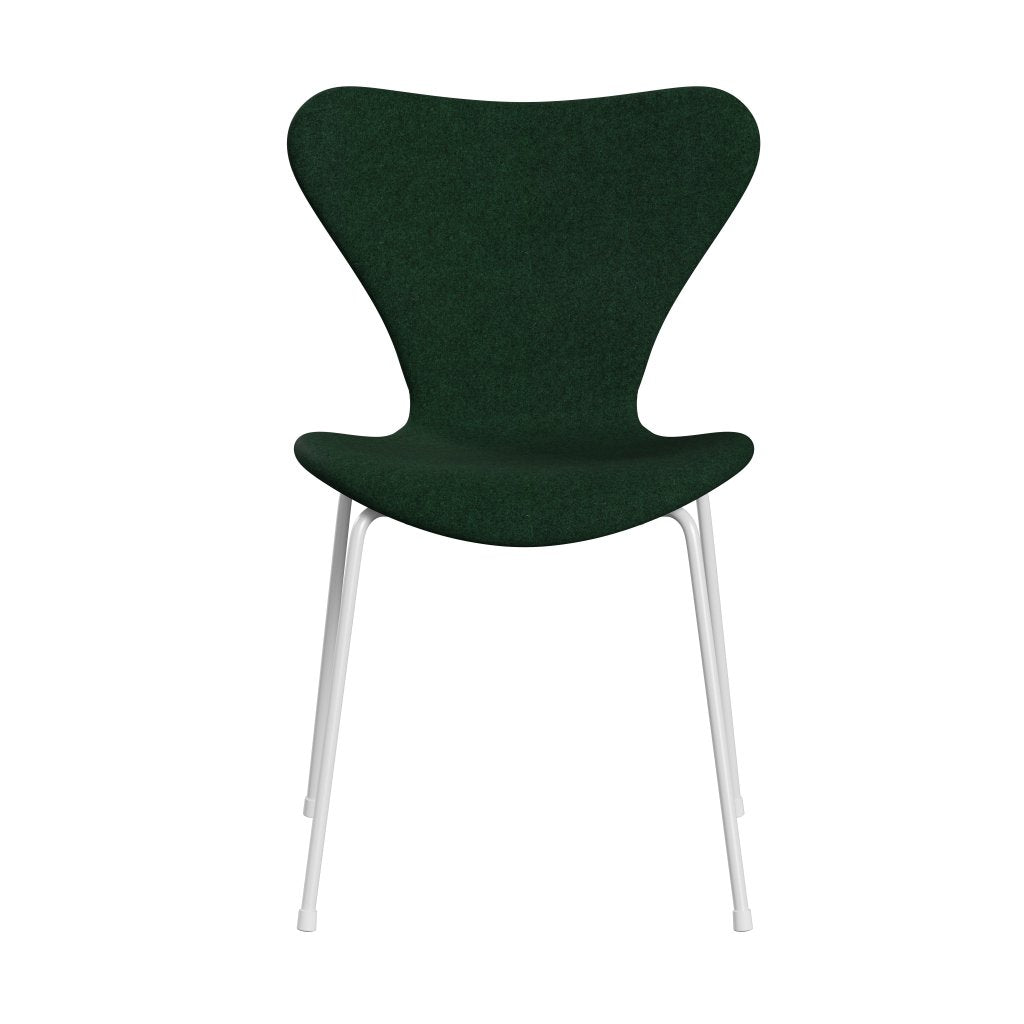 [product_category]-Fritz Hansen 3107 Chair Full Upholstery, White/Divina Melange Warm Dark Green-Fritz Hansen-3107FU-DIM967-DRWH-FRI-1