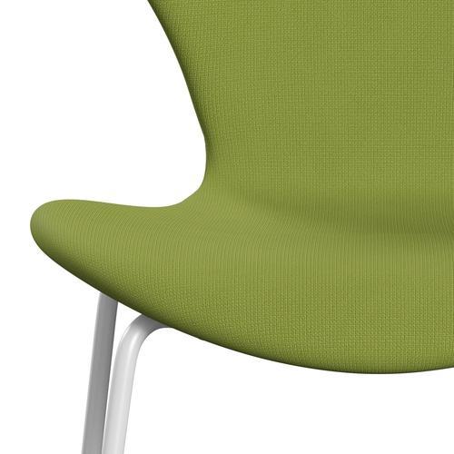 [product_category]-Fritz Hansen 3107 Chair Full Upholstery, White/Fame Light Grass Green-Fritz Hansen-3107FU-F68145-DRWH-FRI-6