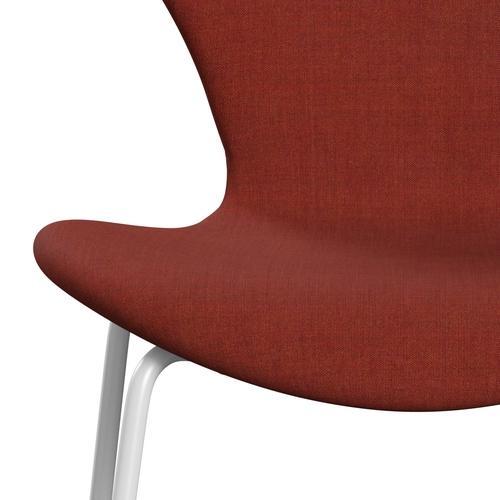 [product_category]-Fritz Hansen 3107 Chair Full Upholstery, White/Remix Terracotta-Fritz Hansen-3107FU-REM653-DRWH-FRI-6