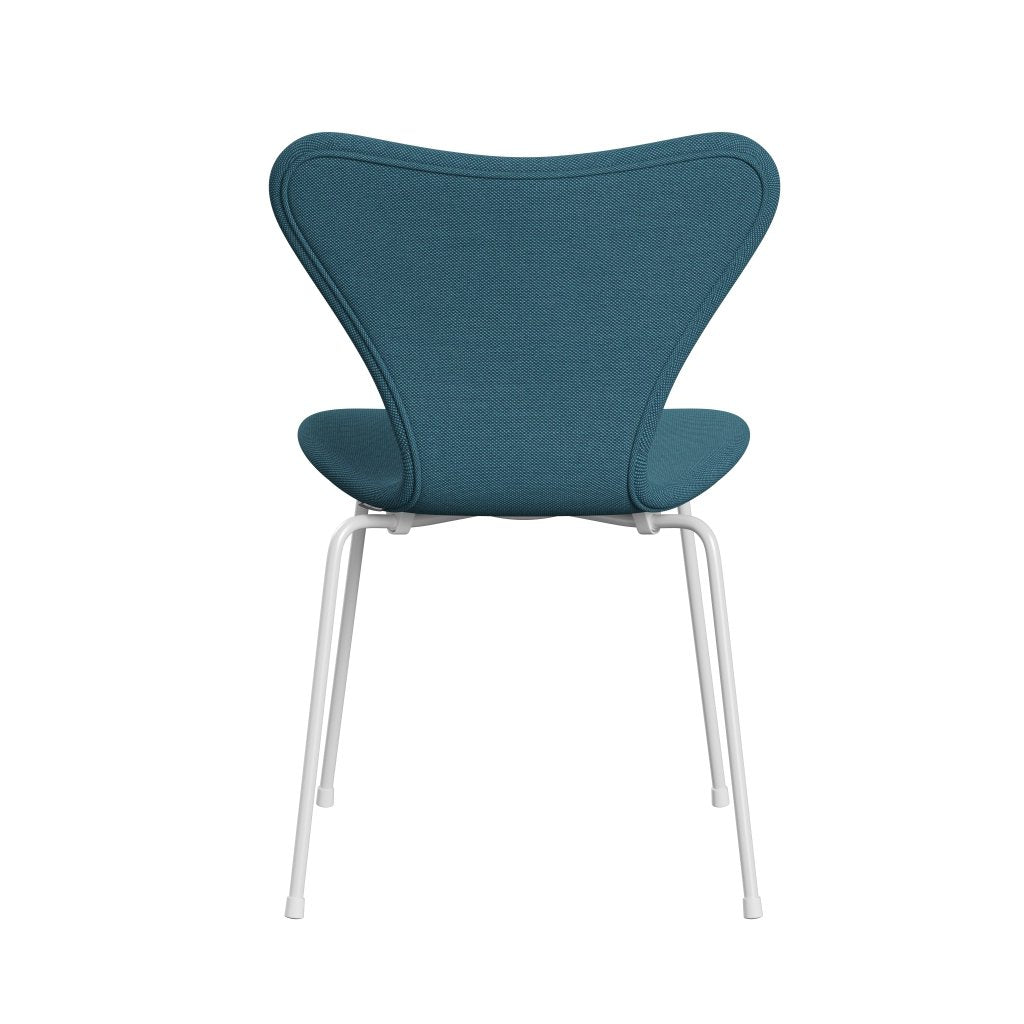 [product_category]-Fritz Hansen 3107 Chair Full Upholstery, White/Steelcut Trio Turquoise-Fritz Hansen-3107FU-STR983-DRWH-FRI-4