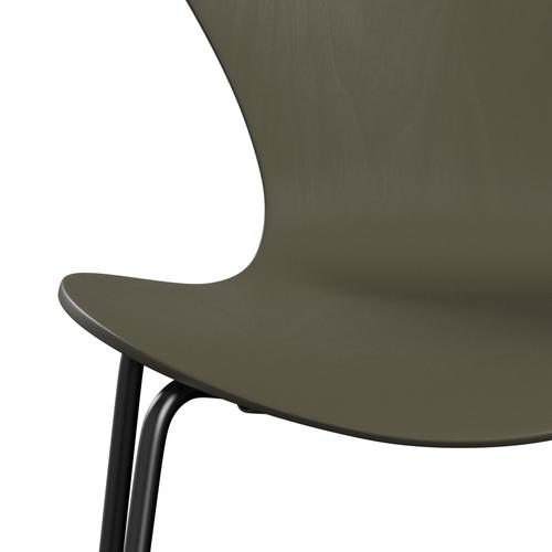 [product_category]-Fritz Hansen 3107 Chair Unupholstered, Black/Dyed Ash Olive Green-Fritz Hansen-3107-CA925-DRBL-FRI-6