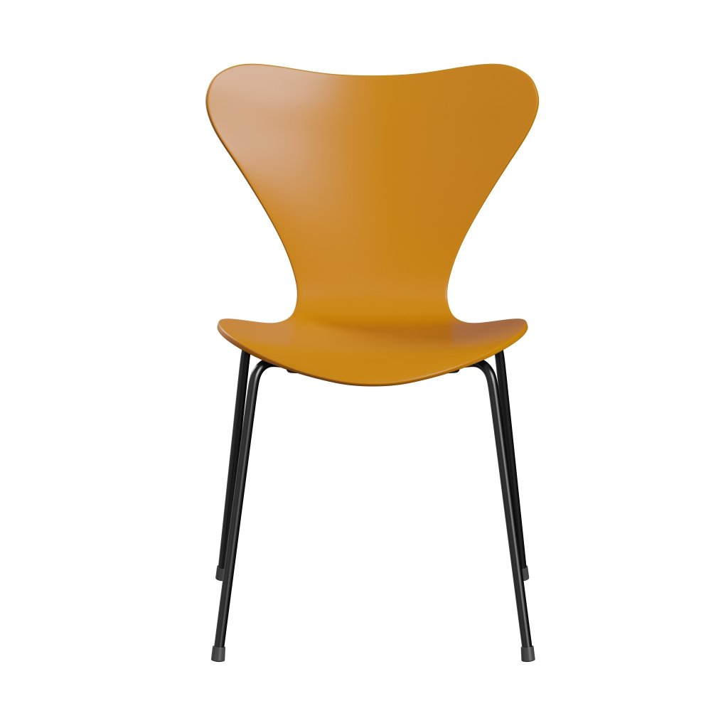 [product_category]-Fritz Hansen 3107 Chair Unupholstered, Black/Lacquered Burnt Yellow-Fritz Hansen-3107-LA470-DRBL-FRI-1