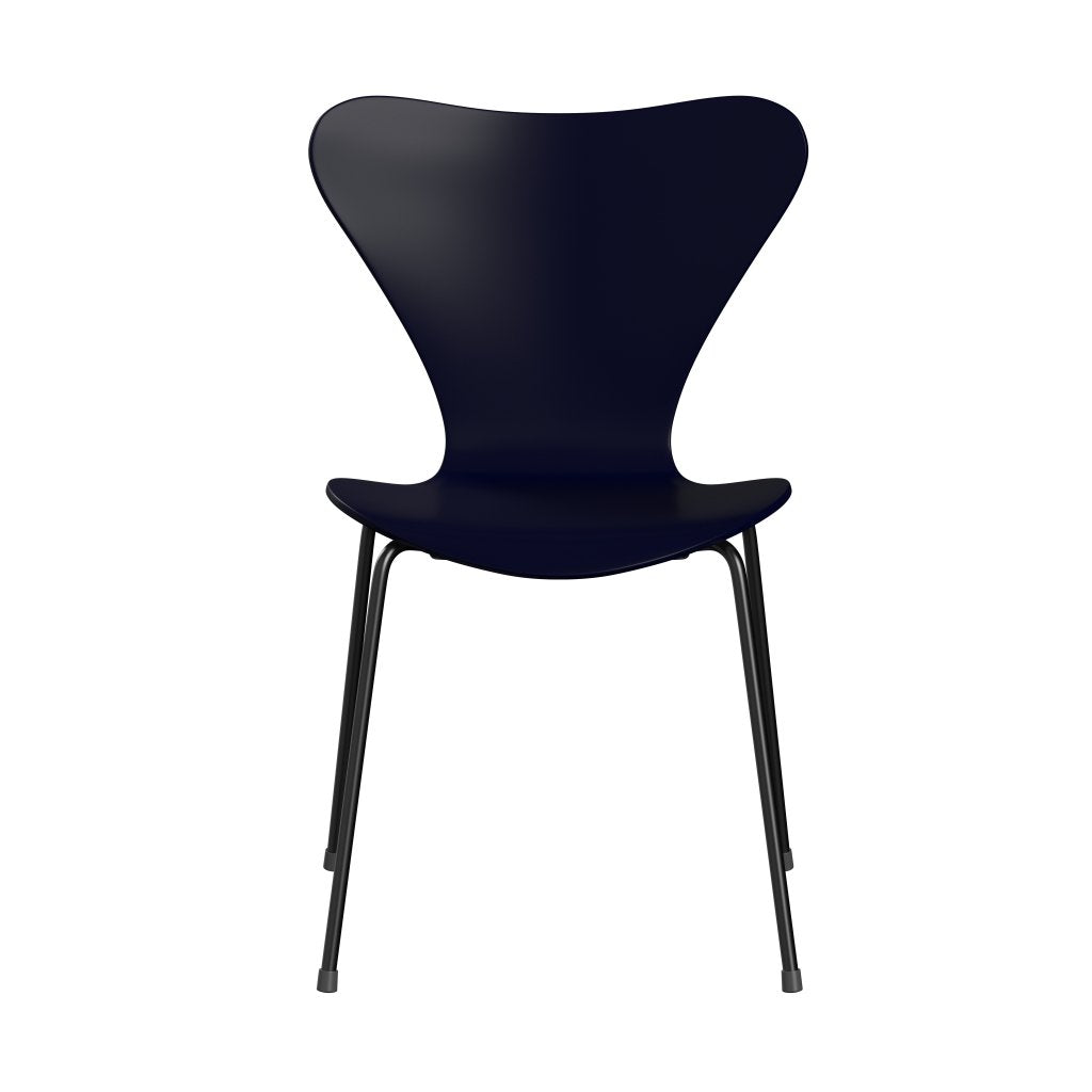 [product_category]-Fritz Hansen 3107 Chair Unupholstered, Black/Lacquered Midnight Blue-Fritz Hansen-3107-LA890-DRBL-FRI-1