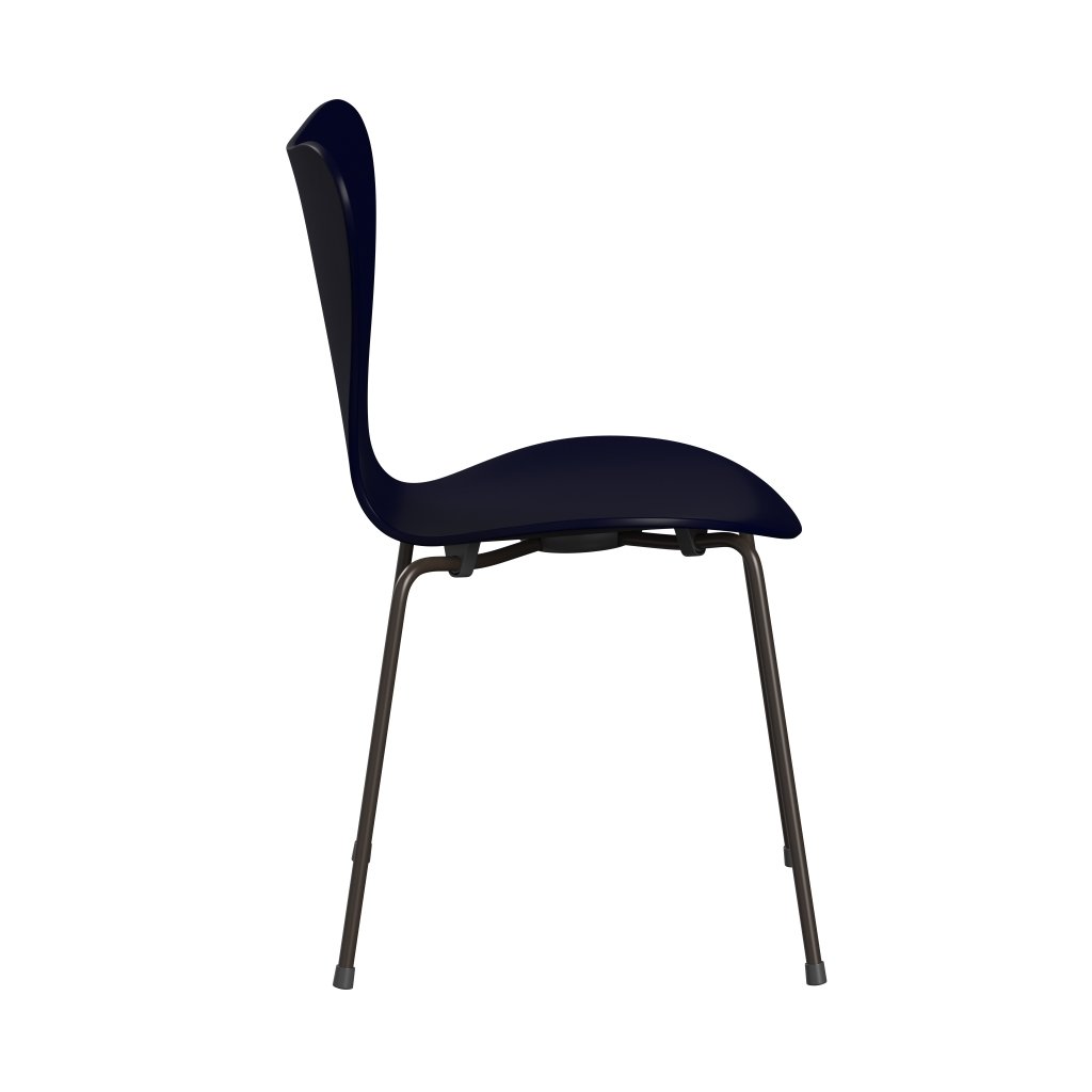 [product_category]-Fritz Hansen 3107 Chair Unupholstered, Brown Bronze/Lacquered Midnight Blue-Fritz Hansen-3107-LA890-DBPC-FRI-3