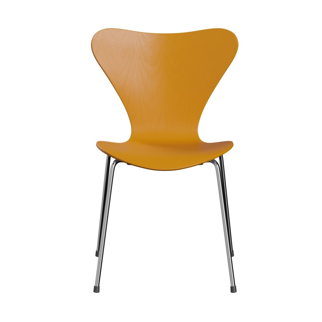 [product_category]-Fritz Hansen 3107 Chair Unupholstered, Chrome/Dyed Ash Burnt Yellow-Fritz Hansen-3107-CA475-CST-FRI-1