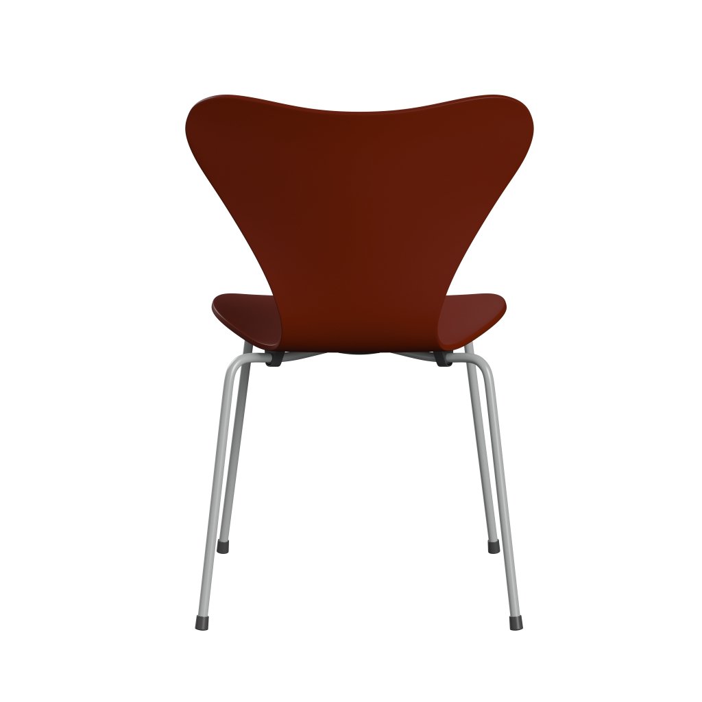 Fritz Hansen 3107 Silla sin supervoltura, nueve grises/lacado rojo veneciano