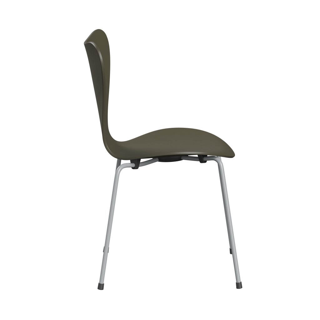 [product_category]-Fritz Hansen 3107 Chair Unupholstered, Silver Grey/Coloured Ash Olive Green-Fritz Hansen-3107-CA925-SIGREY-FRI-3