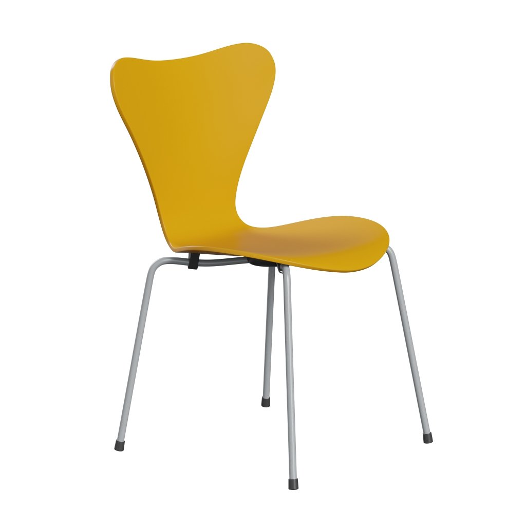 Fritz Hansen 3107 chaise unupolstered, gris argenté / laqué vrai jaune