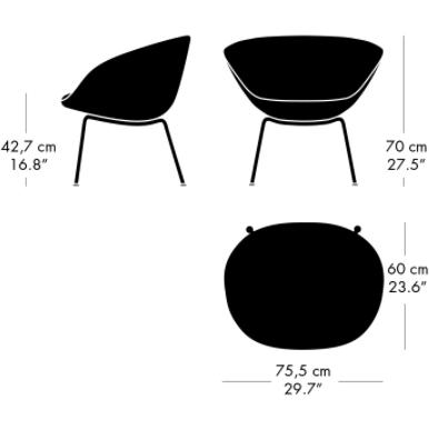 Fritz Hansen AJ Pot sillón de marco cromado de marco cromado, Christianshavn naranja/rojo