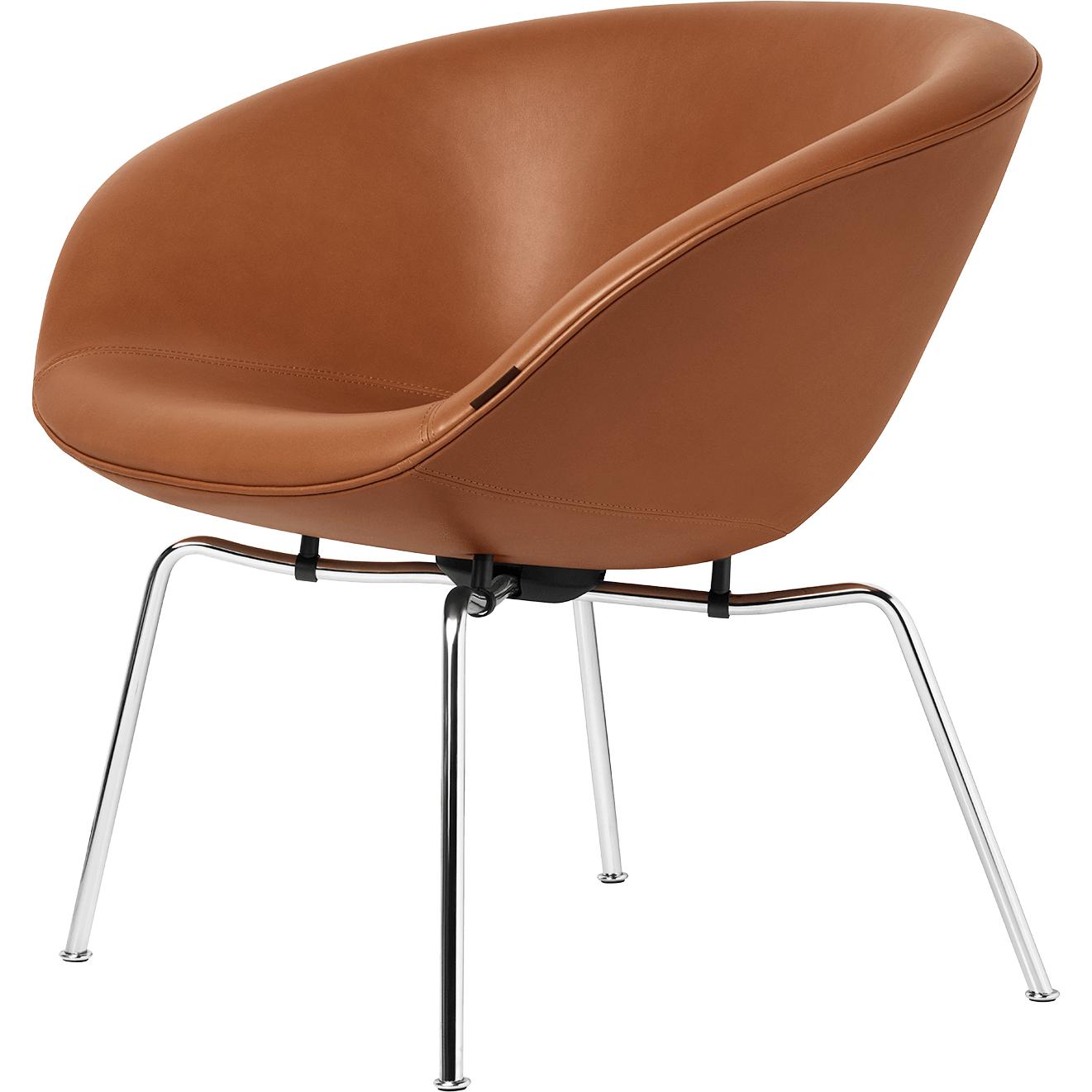 Fritz Hansen AJ Pot Lounge Stuhl verchromte Rahmenleder, Walnuss -Grace Leder