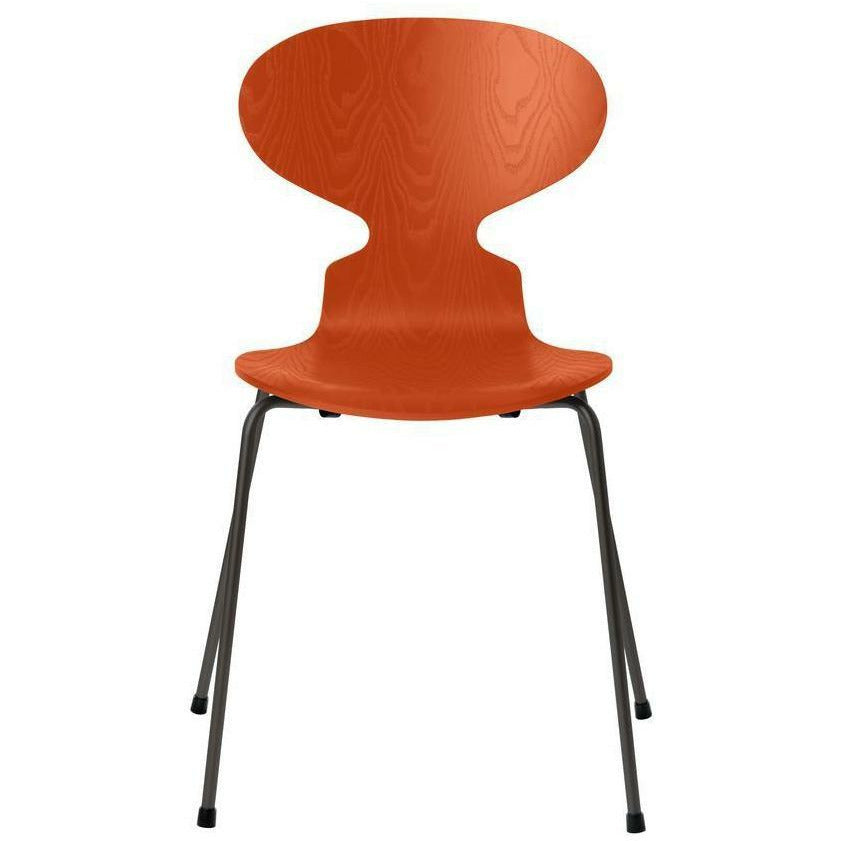 Fritz Hansen Ant Chair Colored Ash Paradise Orange Bowl, Warm Graphite Base