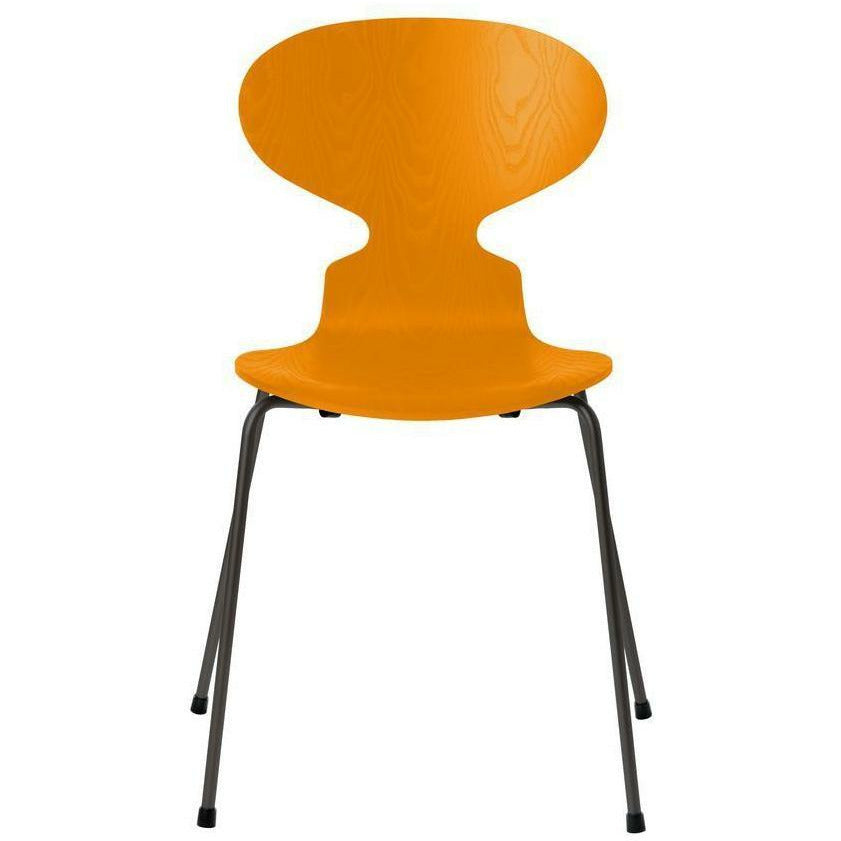 Fritz Hansen Ant Ant Chaise Dyée Cendre Burnt Yellow Shell, Base de graphite tiède