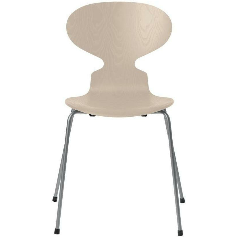 Fritz Hansen Ant Stoel geverfd aslicht Beige Bowl, zilvergrijs basis