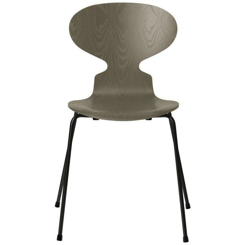 Fritz Hansen Ant chaise teinte de cendre Olive Green Bol, base noire