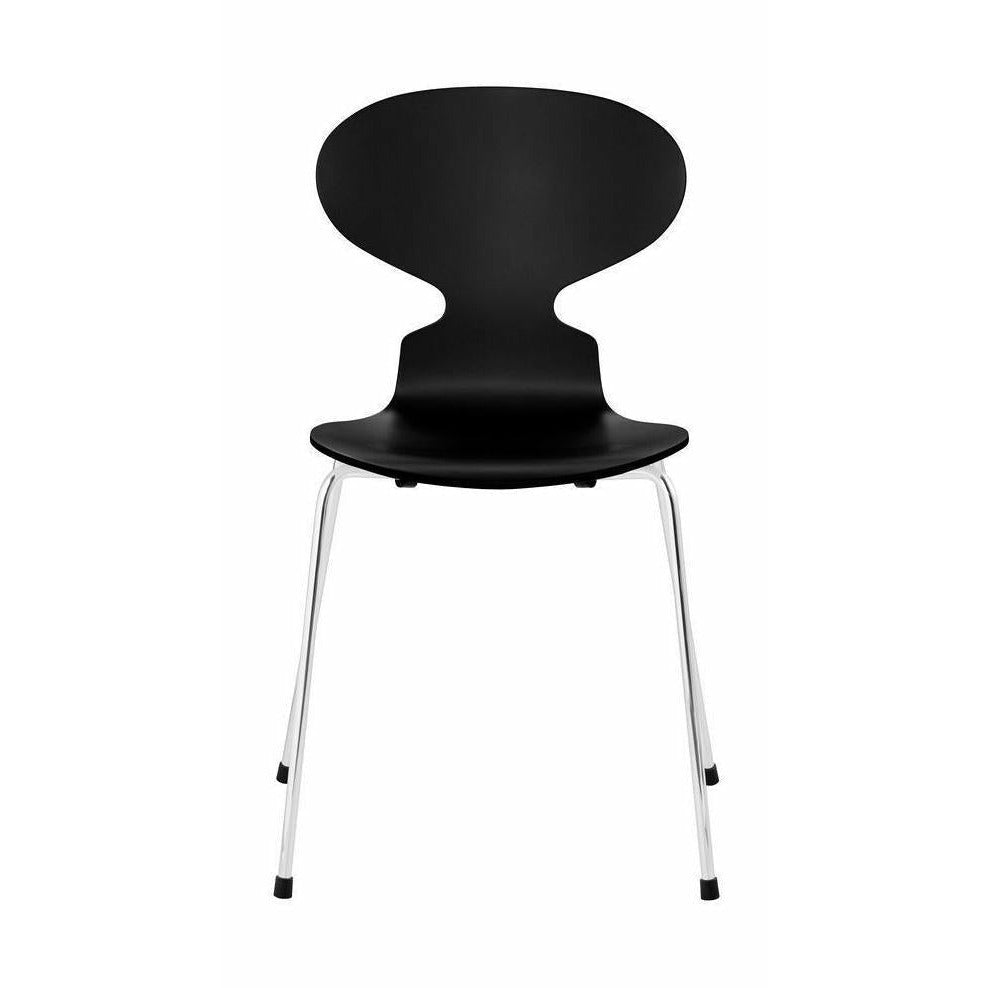 Shell noir de chaise de fourmi Fritz Hansen, base en acier plaqué chromé