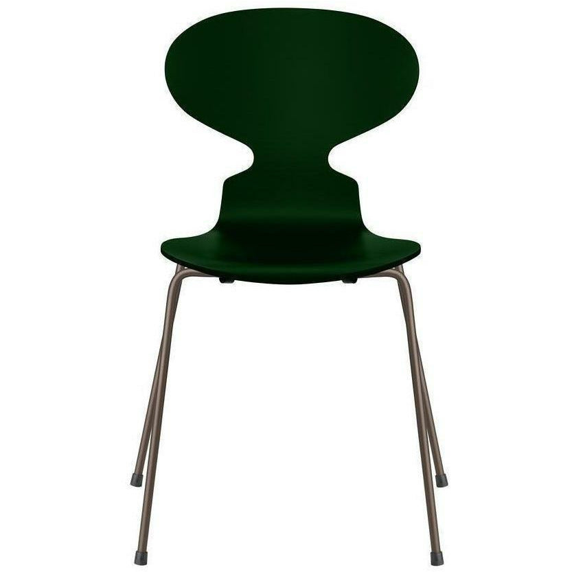 Fritz Hansen Ant Chair Lacquered Evergreen Bowl, Bruine Bronze Base