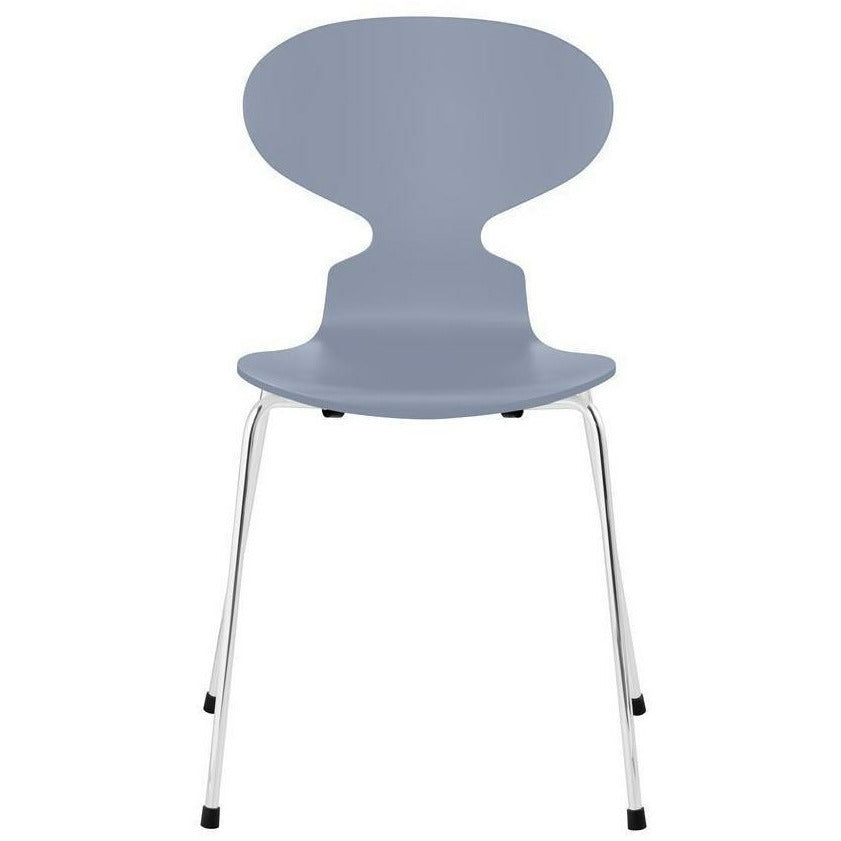 Fritz Hansen Ant Chair Lacquered Lavender Blue Bowl, Chromed Steel Base