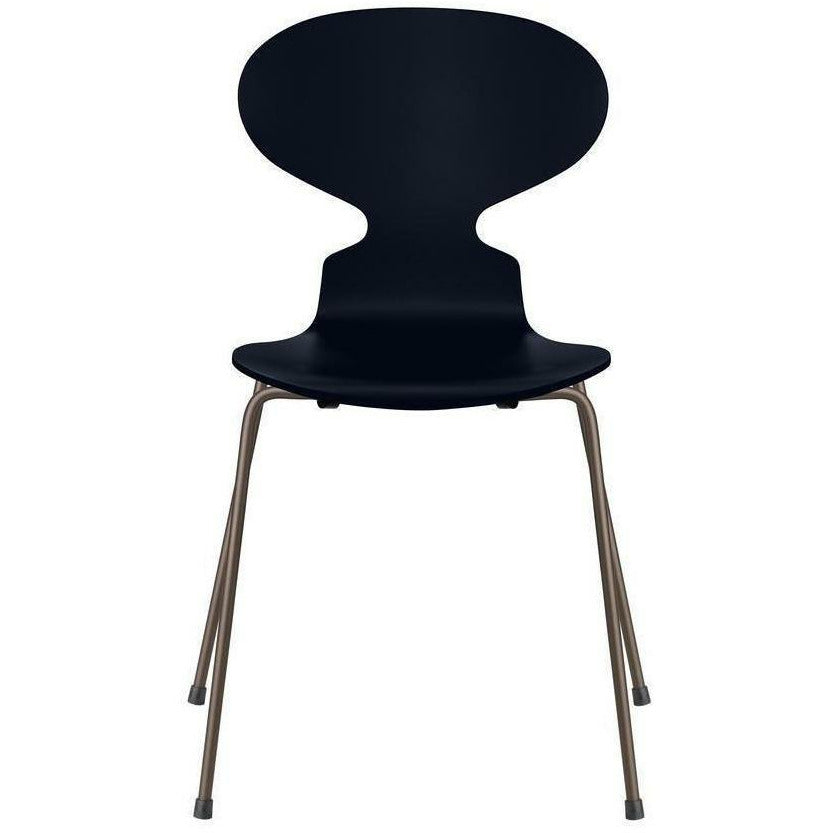 Fritz Hansen Ant Chair Lacquered Midnight Blue Bowl, Brown Bronze Base