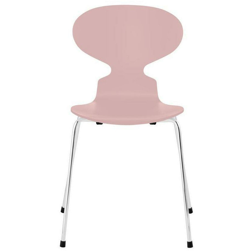 Chaise de fourmi fritz hansen laquée bol rose pâle, base en acier chromé