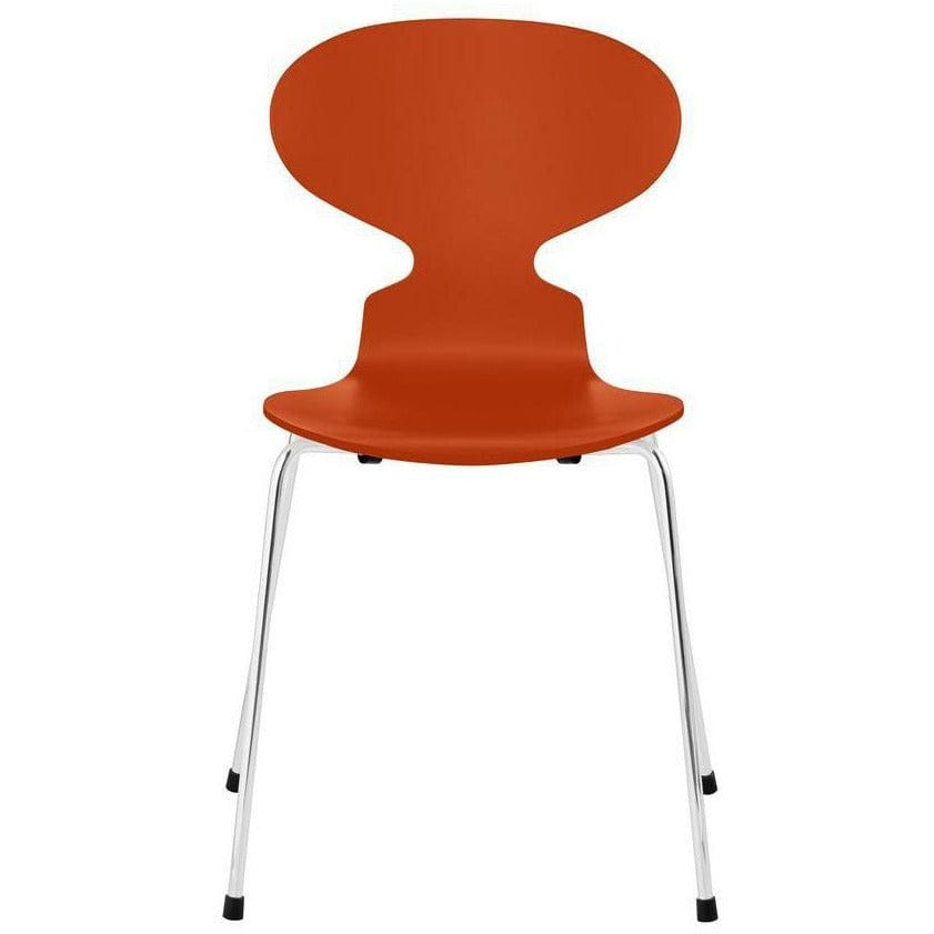 Chaise de fourmi fritz hansen laquée paradis bol orange, base en acier chromé