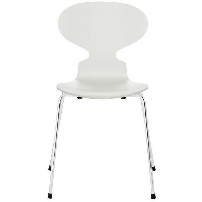 Chaise de fourmi Fritz Hansen Shell blanc laqué, base en acier plaqué chromé