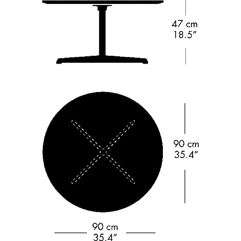 Mesa de café circular Fritz Hansen Ø90, bromo gris/grafito caliente