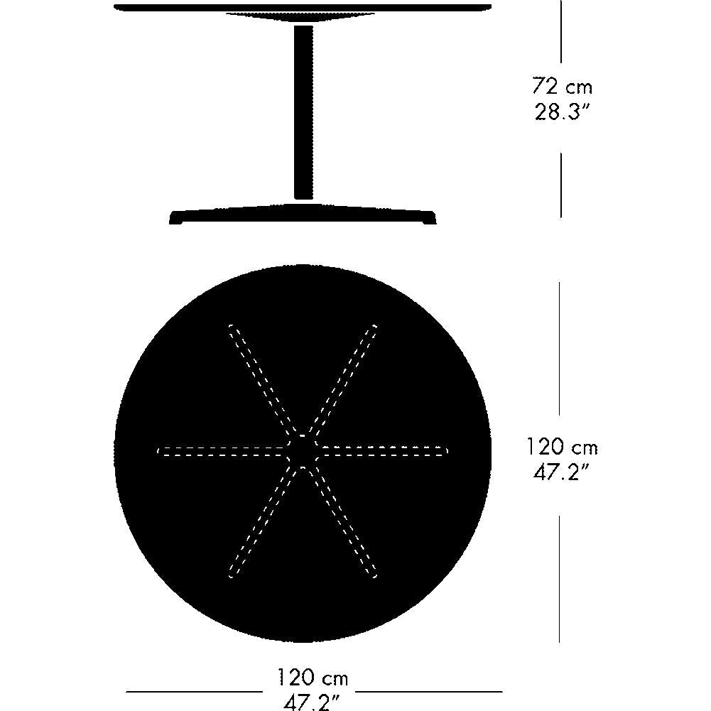 Mesa de jantar circular de Fritz Hansen Ø120 cm, bromo cinza/preto