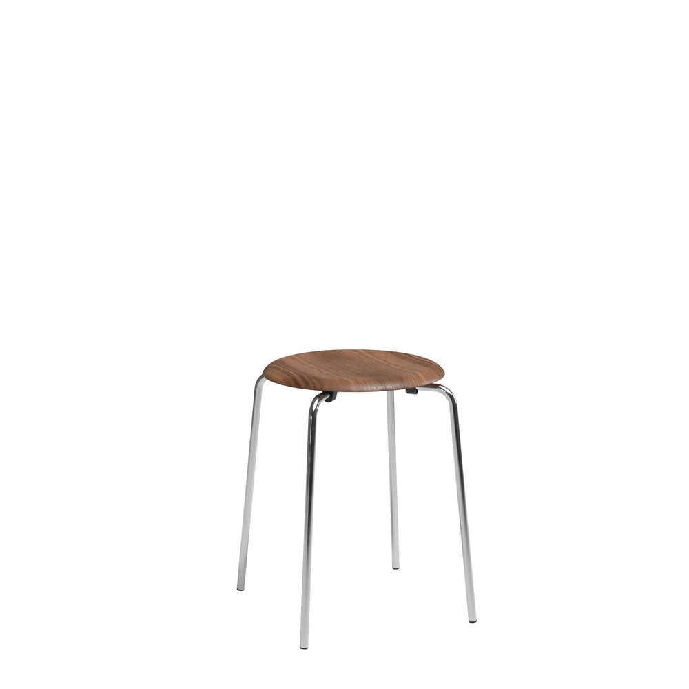 Tabouret de points Fritz Hansen, placage laqué clair base noix / chrome