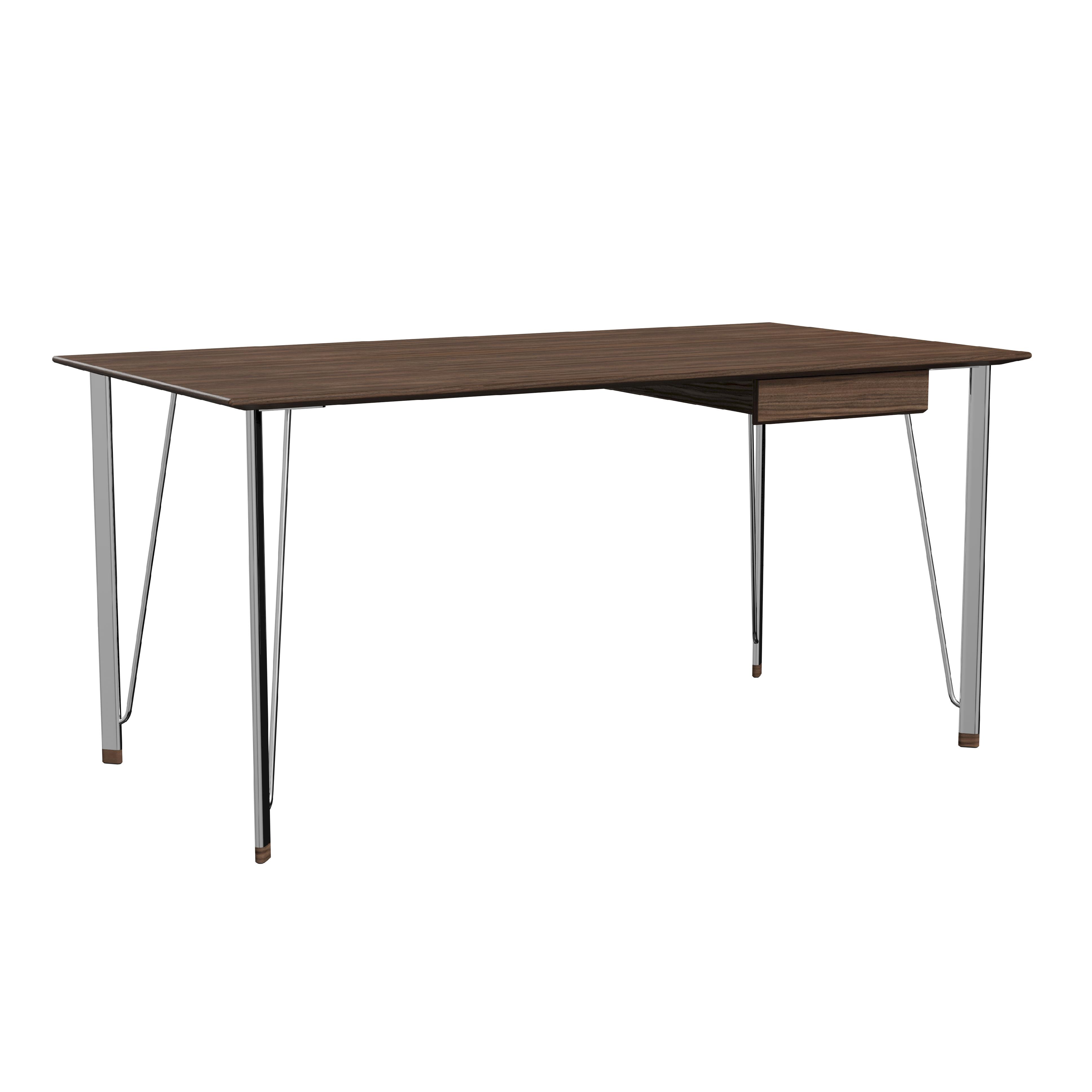 Fritz Hansen Fh3605 Desk With Drawer, Chrome/Walnut Lacquered