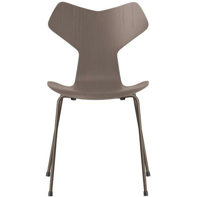 Fritz Hansen Grand Prix Chaise Colorded Ash Bowl en argile profonde, base bronze brune