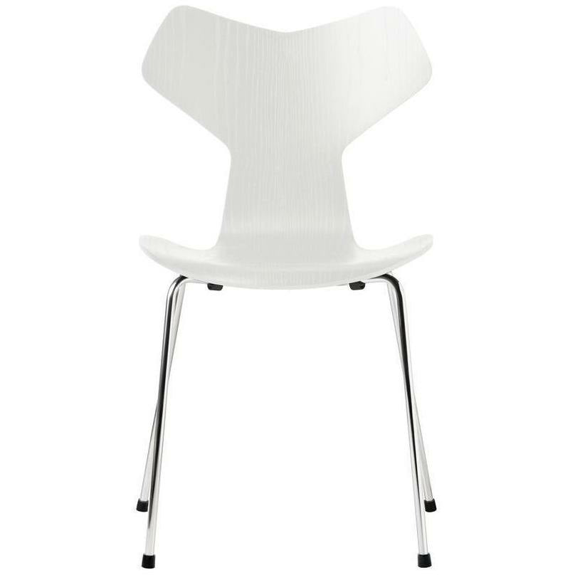 Fritz Hansen Grand Prix Prix Shel White Shell, Base en acier chromé