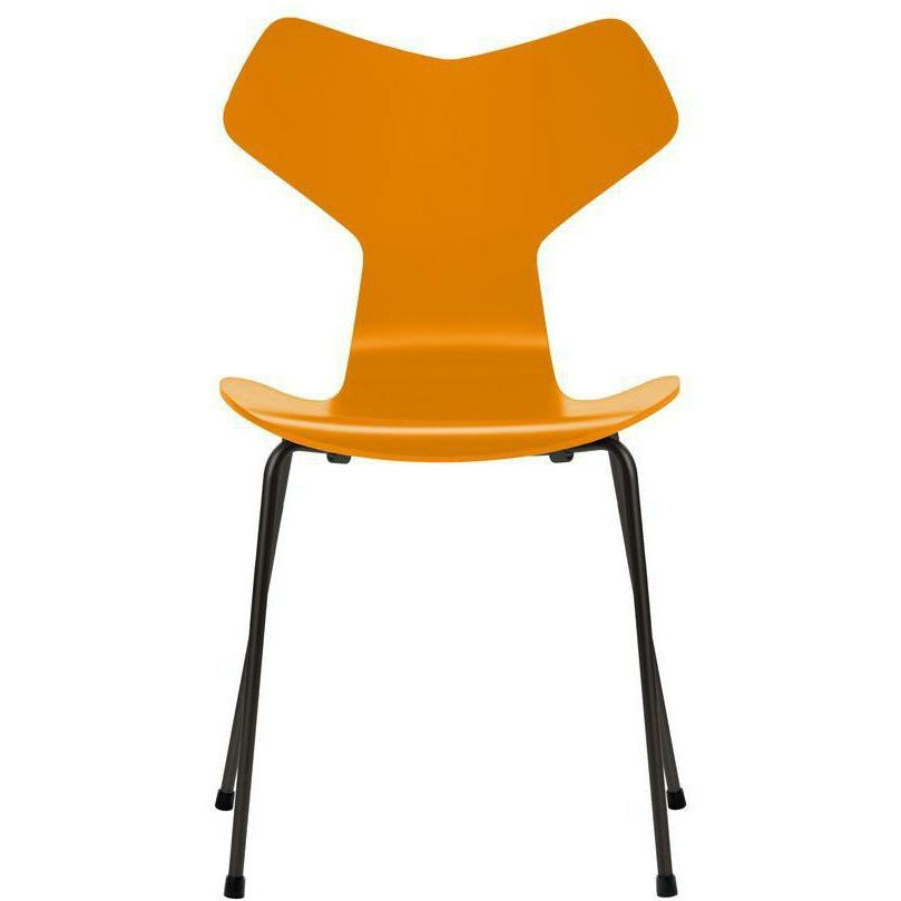 [product_category]-Fritz Hansen Grand Prix Chair Lacquered Burnt Yellow Shell, Black Base-Fritz Hansen-3130-Lacquered-BurntYellow-Black-FRI-1