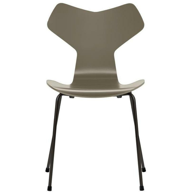 [product_category]-Fritz Hansen Grand Prix Chair Lacquered Olive Green Shell, Black Base-Fritz Hansen-3130-Lacquered-OliveGreen-Black-FRI-1