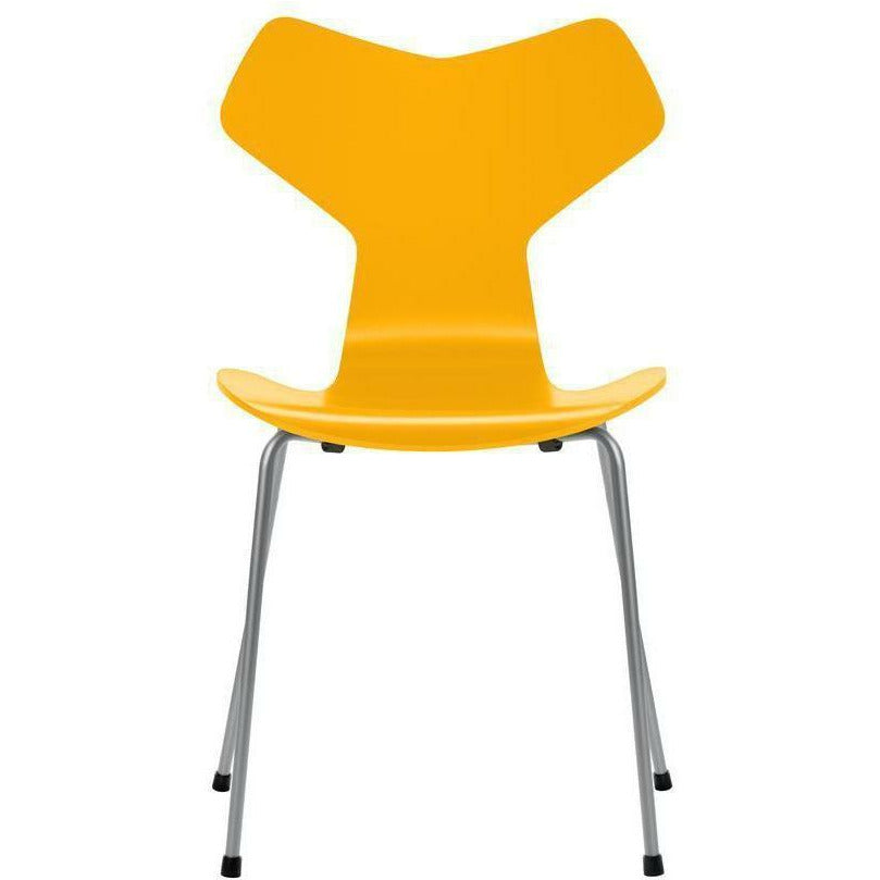 [product_category]-Fritz Hansen Grand Prix Chair Lacquered True Yellow Shell, Silver Grey Base-Fritz Hansen-3130-Lacquered-TrueYellow-SilverGrey-FRI-1