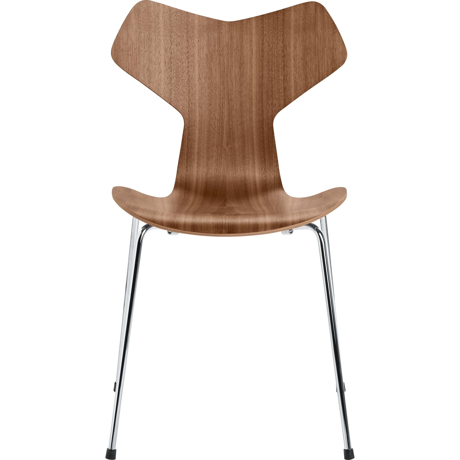 Chaise de Grand Prix de Fritz Hansen laquée coque en noyer, base en acier chromé