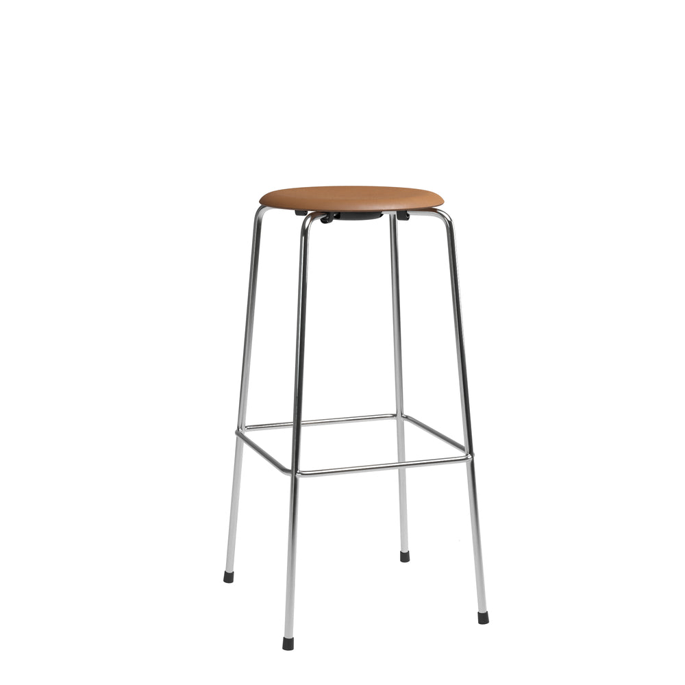 Fritz Hansen High Dot Barhocker, Wildleder Walnuss/Chrombasis