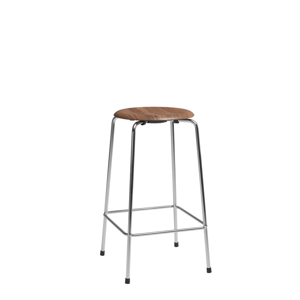 Fritz Hansen High Dot Counter Stuhl 4 Beine, klare Lachenfurnier -Walnuss-/Chrombasis