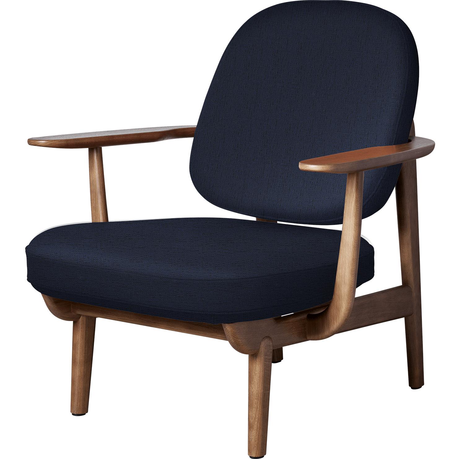 Fritz Hansen JH97 Fred Lounge Stuhl für dunkle Bunt Eiche, dunkelblau