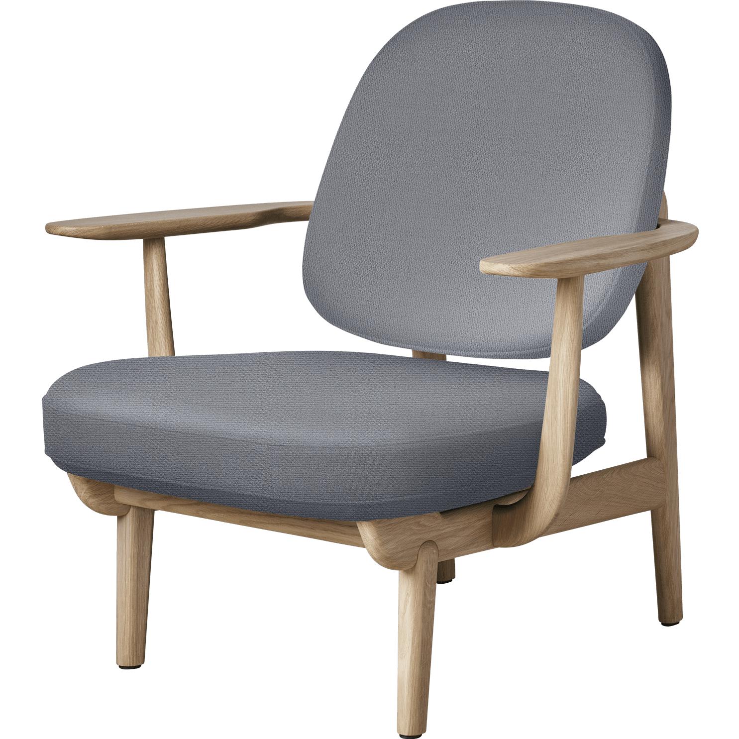 Fritz Hansen JH97 Fred Lounge Chair Lacquered Oak, Light Grey