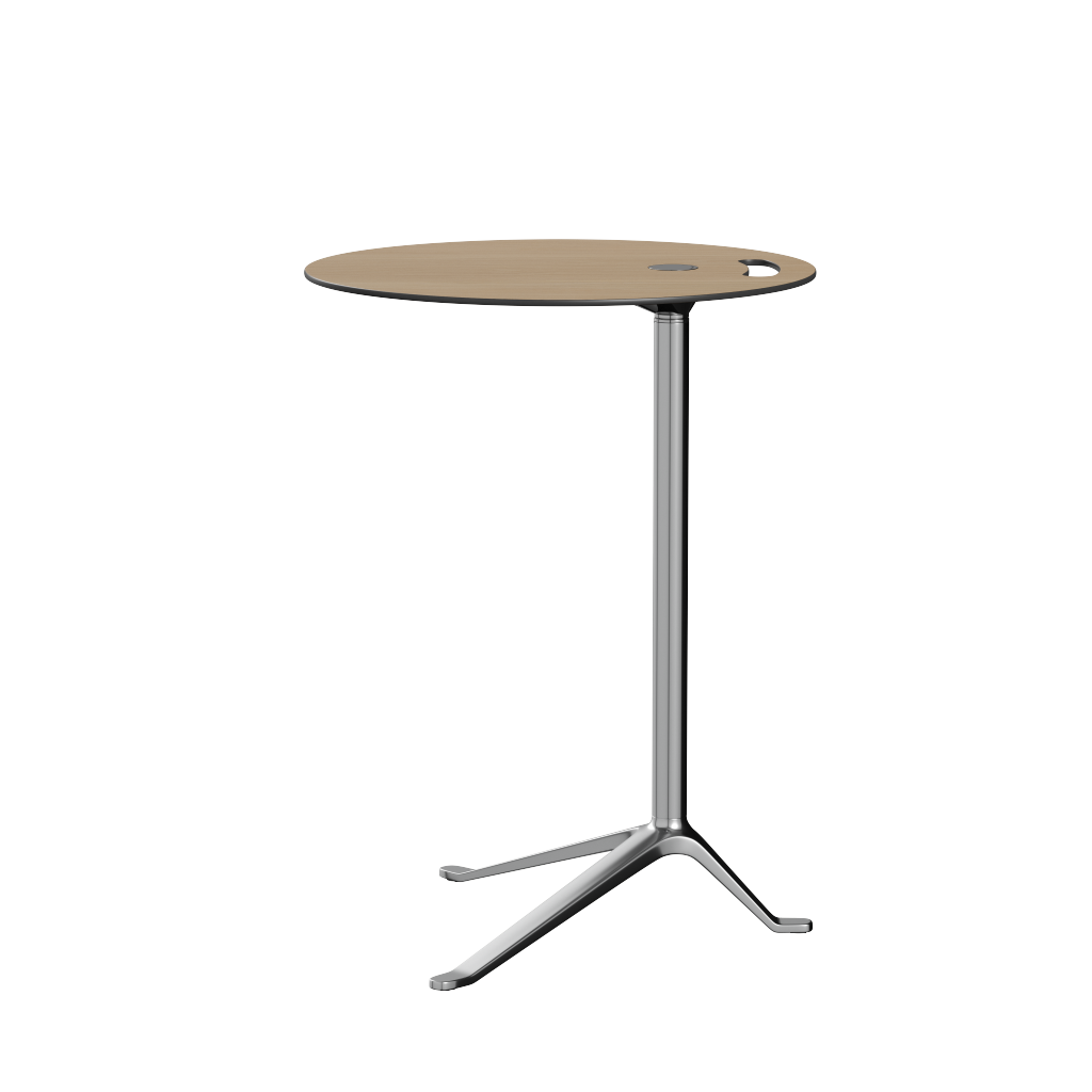 [product_category]-Fritz Hansen Ks12 Little Friend Table, Polished Aluminium/Oak Laminate-Fritz Hansen-KS12-oak veneer/chromed-FRI-4