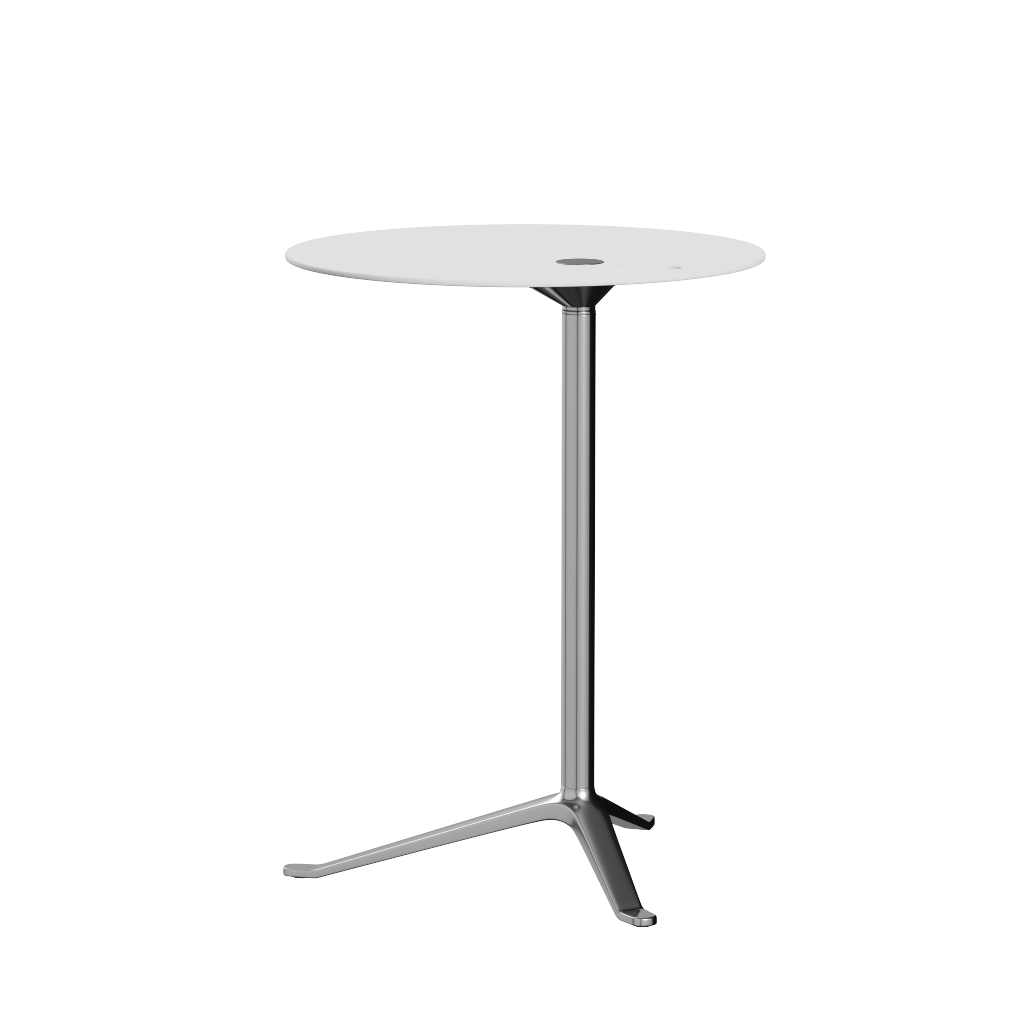 [product_category]-Fritz Hansen Ks12 Little Friend Table, Polished Aluminium/White Laminate-Fritz Hansen-KS12-white-FRI-4