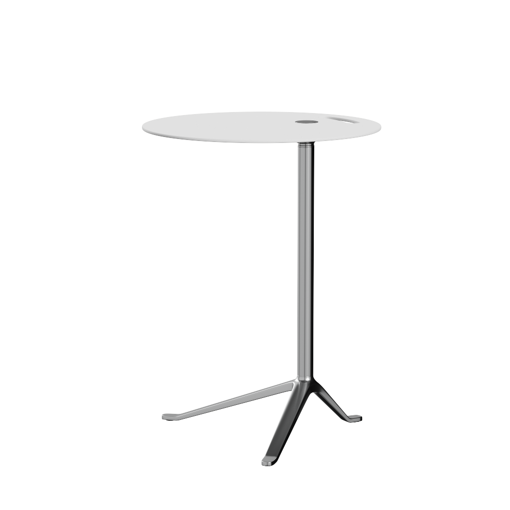 [product_category]-Fritz Hansen Ks12 Little Friend Table, Polished Aluminium/White Laminate-Fritz Hansen-KS12-white-FRI-5