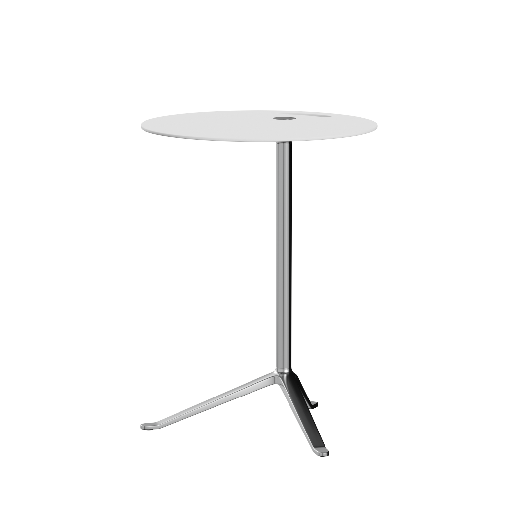 [product_category]-Fritz Hansen Ks12 Little Friend Table, Polished Aluminium/White Laminate-Fritz Hansen-KS12-white-FRI-6