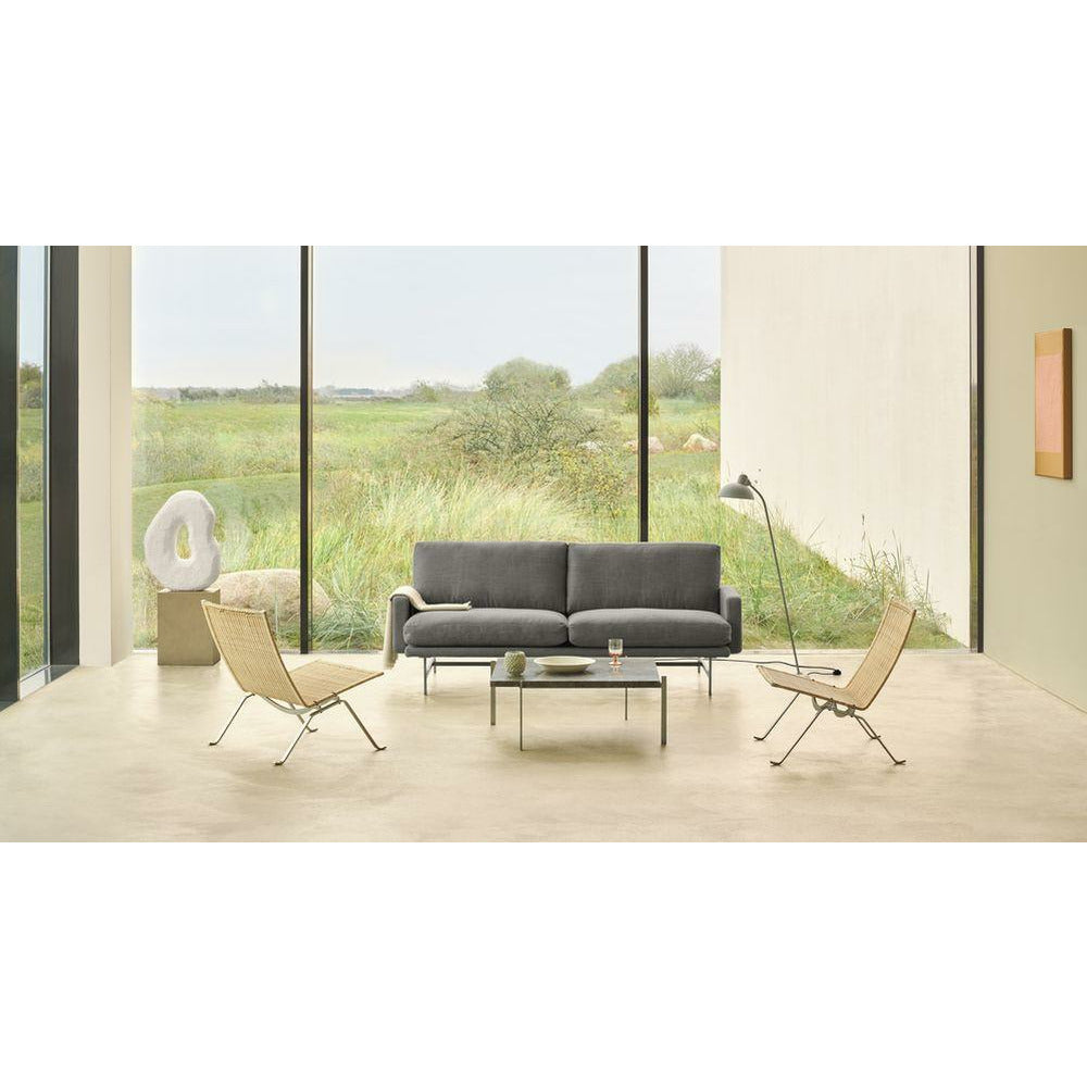 Fritz Hansen Lissoni Sofa Fabric 2 Seater, Stainless Steel Matt Polished/Grace Walnut