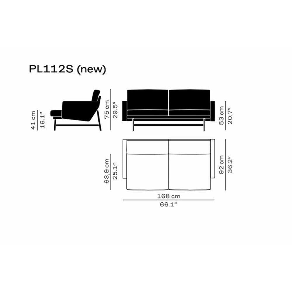 Fritz Hansen Lissoni Sofa Fabric 2 Seater, Stainless Steel Matt Polished/Grace Walnut