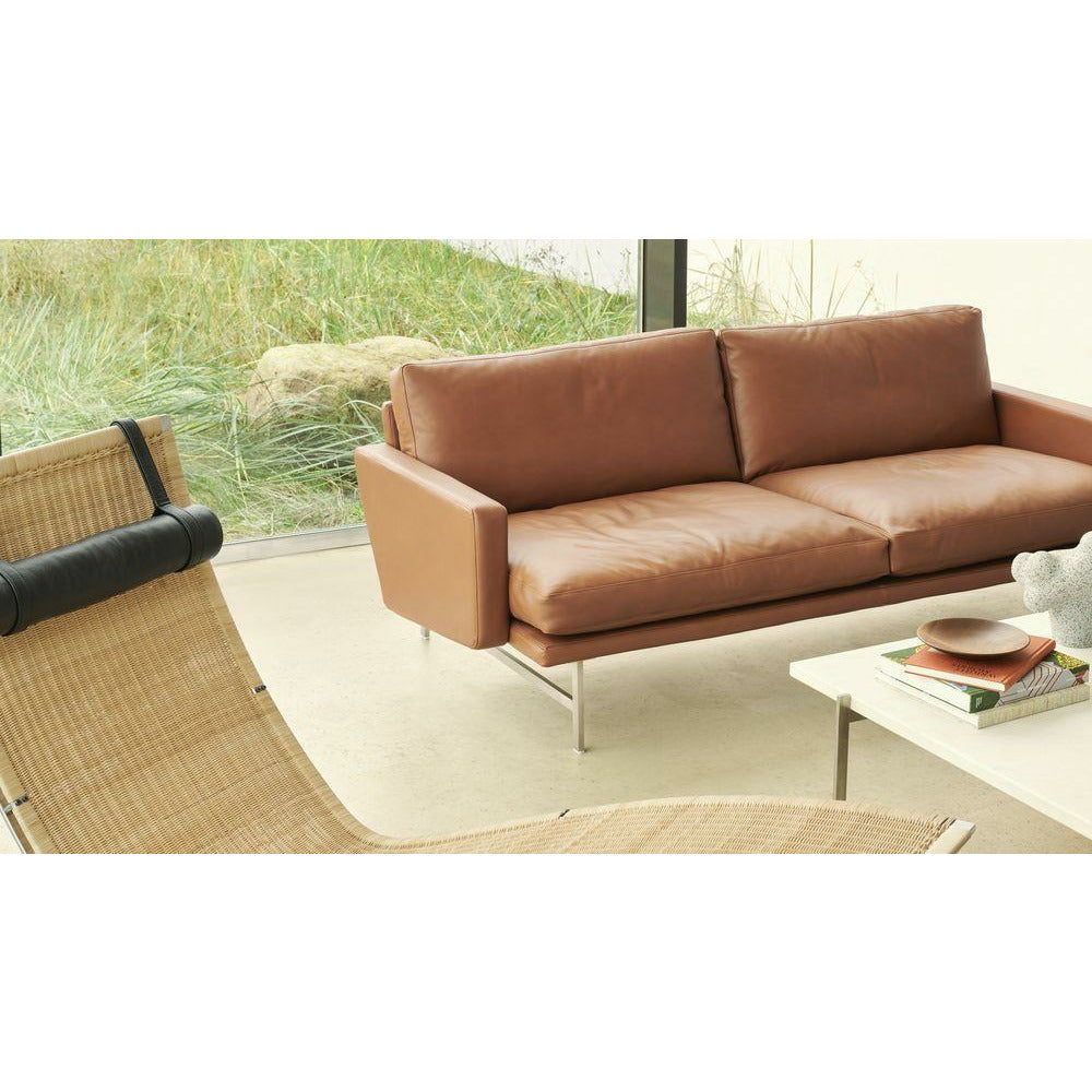 Fritz Hansen Lissoni Sofa Fabric 2 Seater, Stainless Steel Matt Polished/Grace Walnut