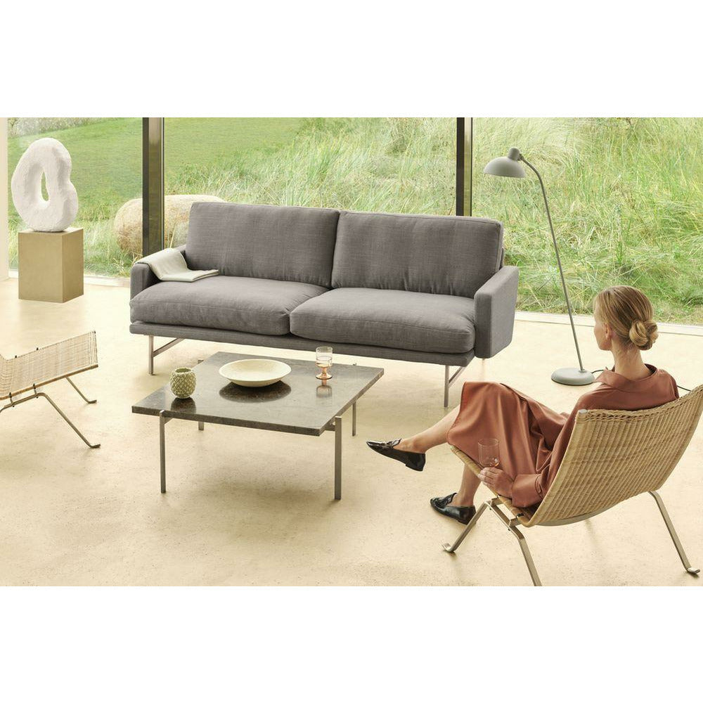 Fritz Hansen Lissoni Sofá Fabric 2 lugares, aço inoxidável Matt polido/Grace Walnut