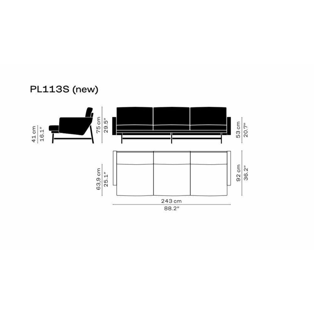 Fritz Hansen Lissoni Fabric de 3 plazas, bronce marrón/Christianshavn amarillo 1110