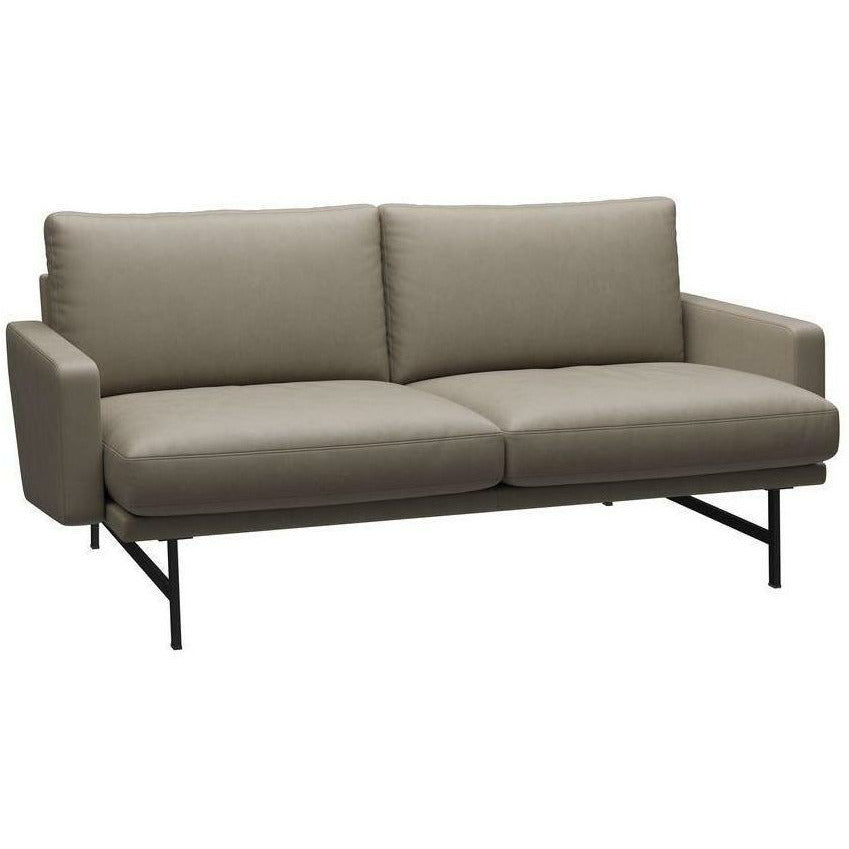 Fritz Hansen Lissoni Sofa læder 2 sæder, sort/lysegrå vigtig